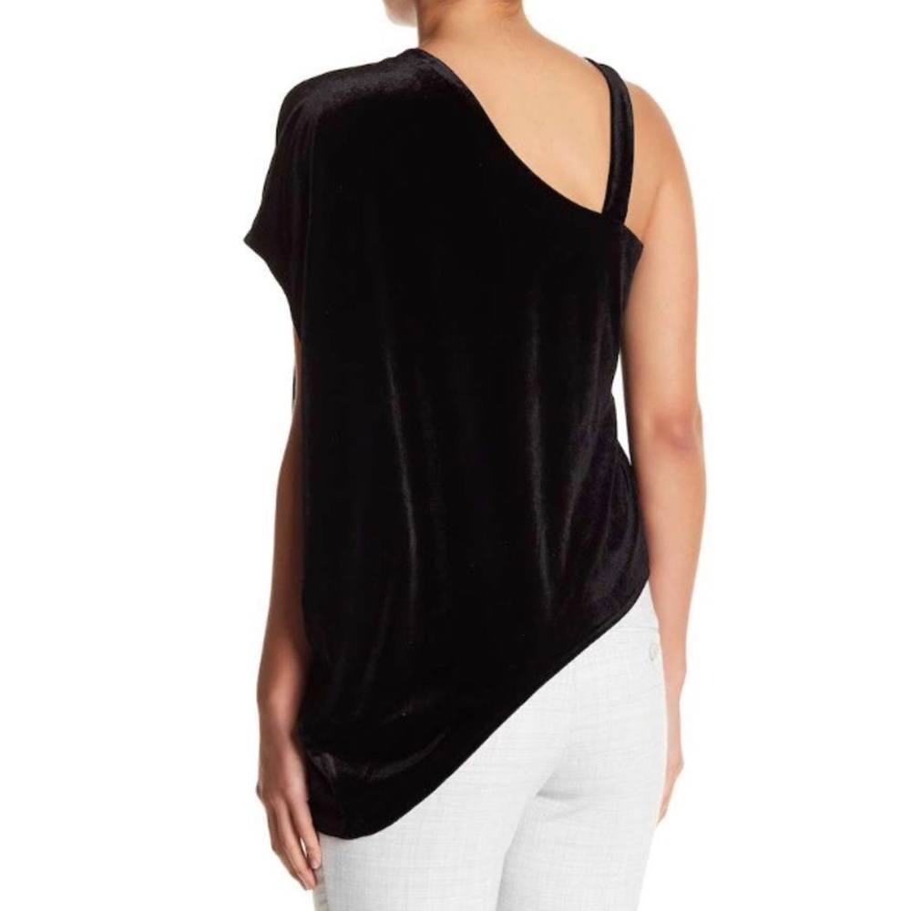Plus Size One Shoulder Black Asymmetrical Velvet - Picture 1 of 2